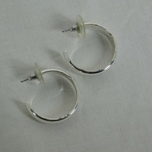 Napier Signed Silver Tone Half Hoop Earrings Pierced Post Classic Style Elegant - $9.75