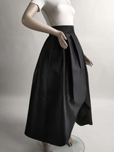 BLACK Pleated Taffeta Skirt A-line Black Slit Holiday Skirt Outfit Custom Size image 6