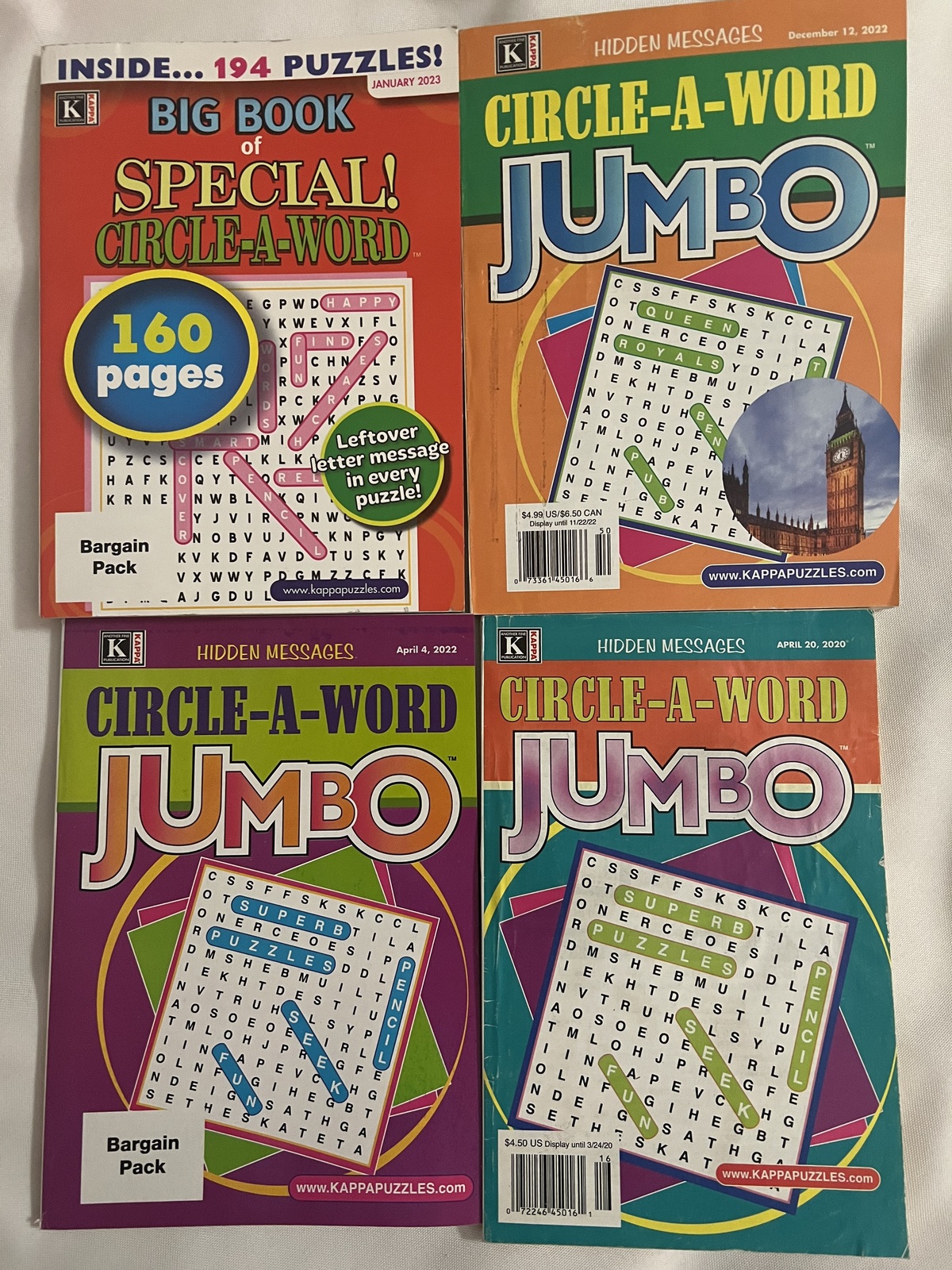 Lot 4 Superb Big Book CircleAWord Jumbo Word Search Puzzle Books 2020