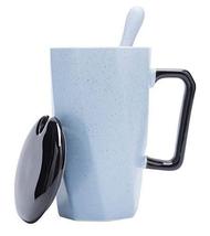 Creative Simple High-capacity Ceramic Cup, Blue And Black Cover - $21.80
