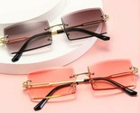  2021 Retro Sunglasses Rimless Gradient Shades rectangular Lens stylish ladies  - $4.79