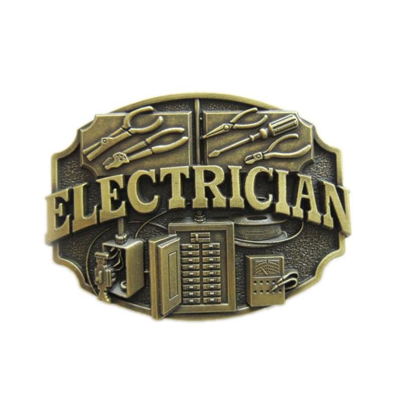 New Vintage Bronze Plated Electrician Trades Tradesman Belt Buckle Gurtelschnall