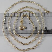 18K YELLOW WHITE GOLD CHAIN MINI 2 MM ROLO OVAL MIRROR LINK 19.70 MADE IN ITALY image 1