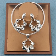 Wedding Bridal Jewelry Set Silver Color Hoop Earrings Brazilian Women&#39;s ... - $58.06