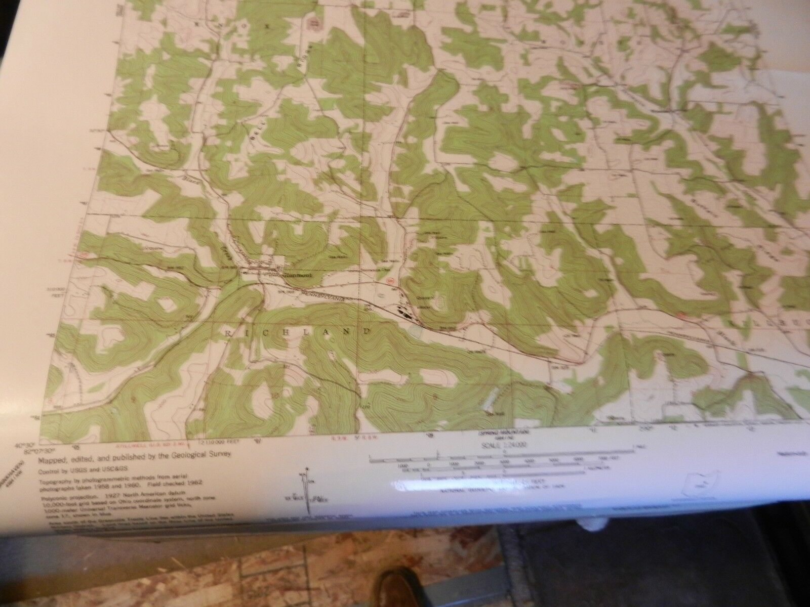 State of Ohio, Glenmont Quadrangle Topographic Map Laminated Holmes County Geography & History