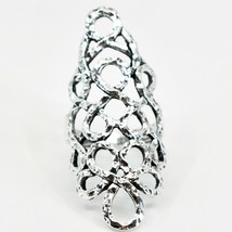 Bohemian Inspired Silver Tone Geometric Infinity Knot Rope Design Statement Ring
