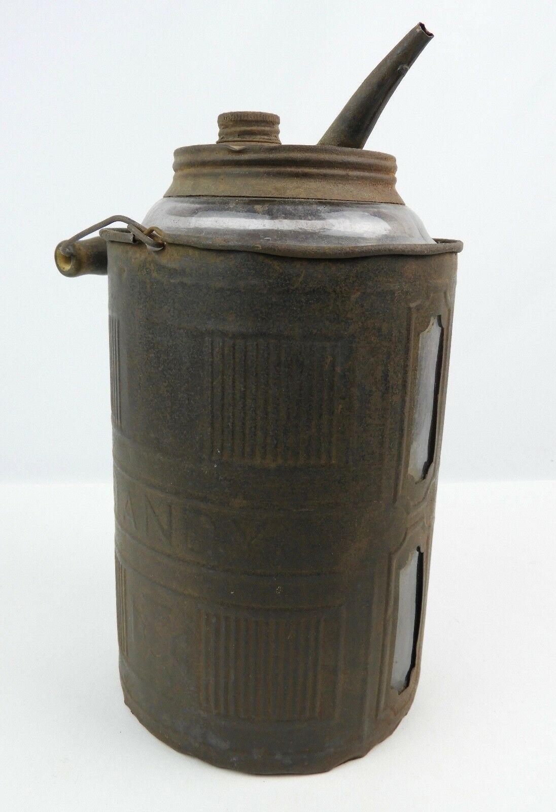 Vintage Dandy Gas / Oil / Kerosene Glass lined metal 1 gallon can w