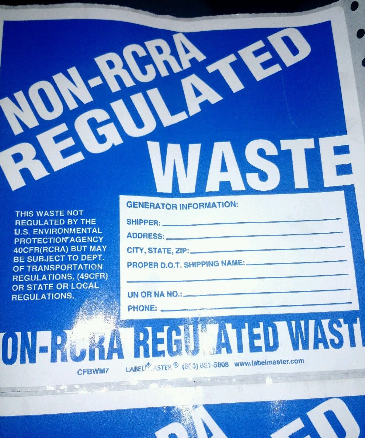 MHZW14PSL Non Regulated Waste Label, 6" rcra PK 500 stickers vinyl