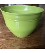 NEW Large Shiny Green Planter Round Plastic Flower Pot 10 in Wide 7.5 in... - $27.43