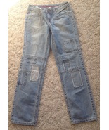 Justice Premium Blue Denim Jeans Girls Size 12 Super Low Straight Leg 5 ... - $8.86