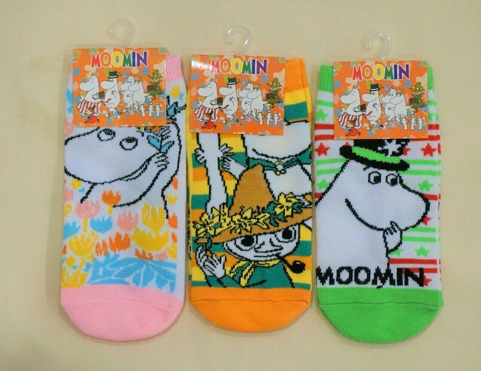 Three Pairs Women's New Japan Moomin Characters Cotton Ankle Socks One Size