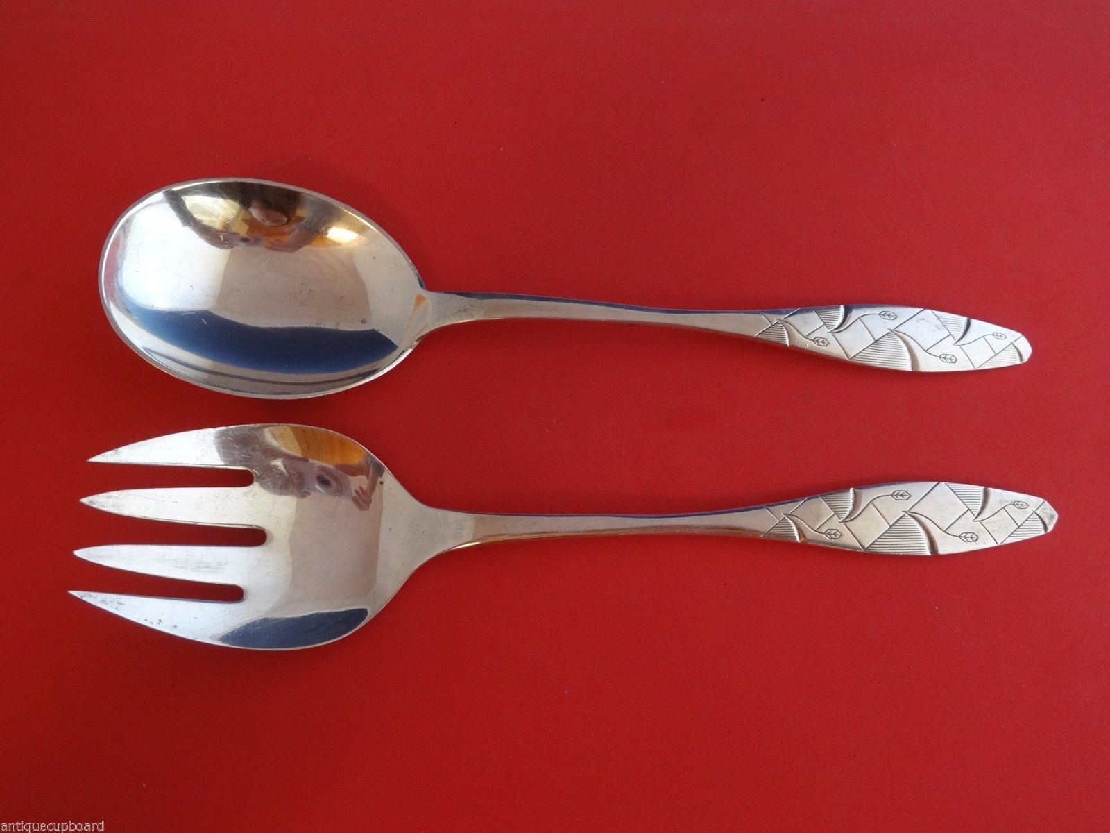 Primary image for Diamant aka Diamond by A. Dragsted Sterling Silver Salad Set 2pc AS 9 3/4"