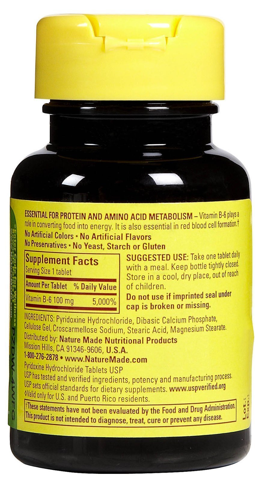 Nature Made Vitamin B6 100 mg Tabs, 100 ct Howlite