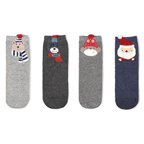 [P] 4 Pairs Calf Socks Warm Socks Girl's Lovely Socks Gifts Cotton Crew Socks