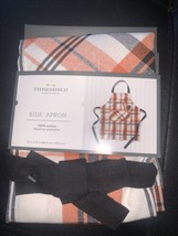 Chef Apron Plaid Orange Black White By Threshold New Gift Cotton Tie Bac... - $14.99