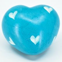 Vaneal Group Hand Carved Kisii Soapstone Light Blue Etched Heart Love Figurine image 4