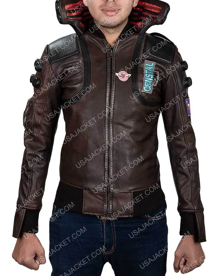 Cyberpunk 2077 Samurai Bomber Leather Jacket Led Unisex 7951