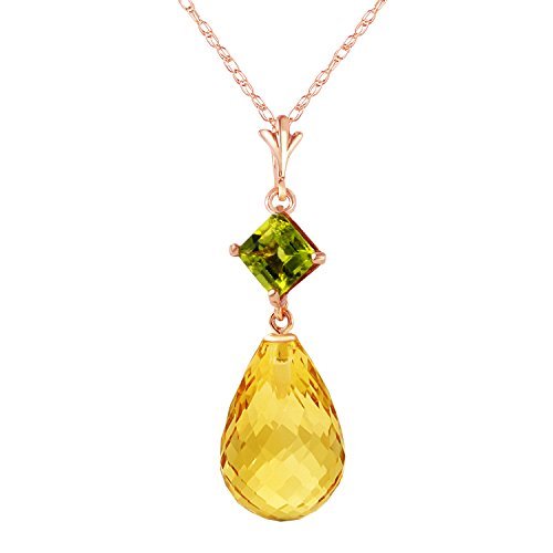 Galaxy Gold GG 5.5 Carat 14k 20 Solid Rose Gold Necklace with Natural Peridot a