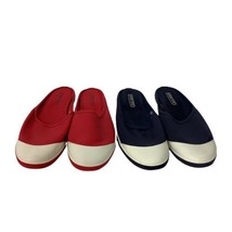 2 Pairs Lands' End Womens Size 7.5 Navy Blue White and Red White Canvas Shoes - $23.36