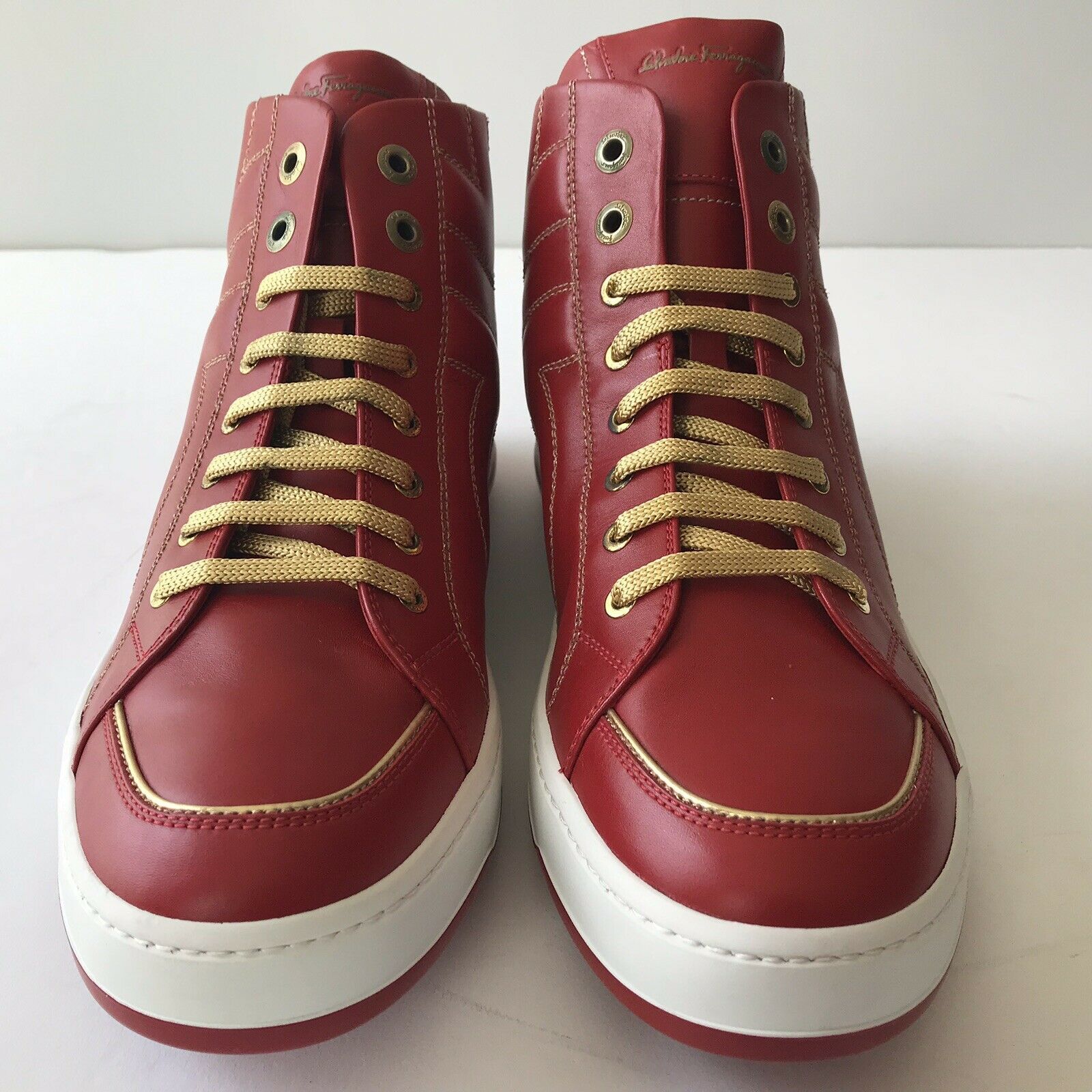 W-2105218 New Salvatore Ferragamo Nicky Red Leather Sneaker Shoes Size ...