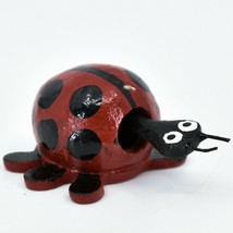 Handmade Oaxacan Wood Carving Folk Art Miniature Ladybug Bobble Head Figurine
