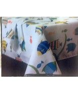Polyester Tablecloth 60&quot; - 84&quot; OBLONG, (6-8 people) TROPICAL FISH MEDLEY - $14.84