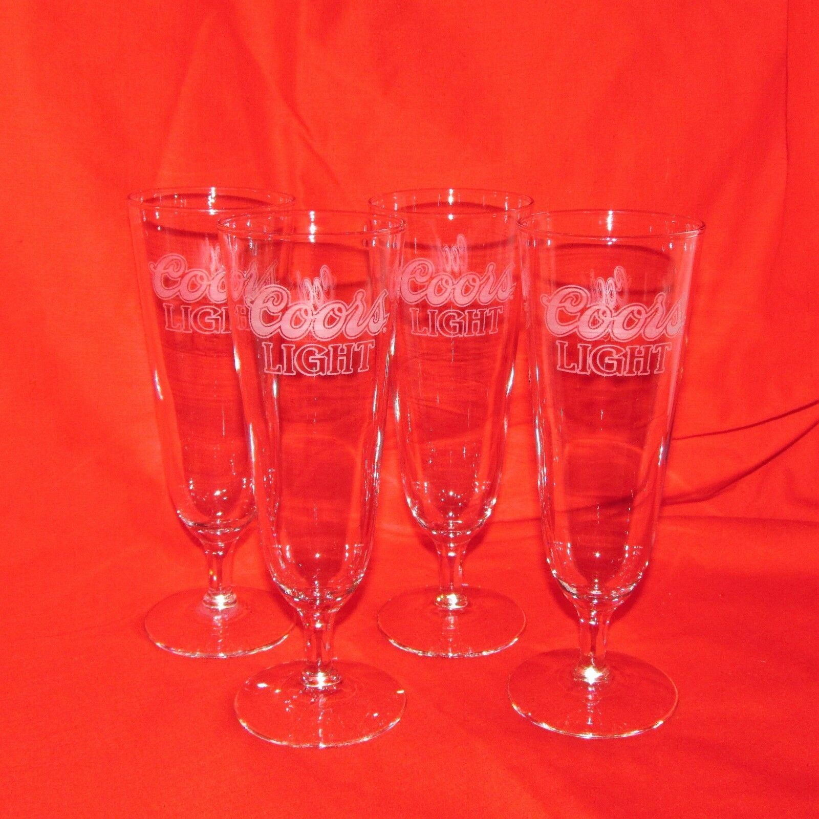 COORS LIGHT DRAFT BEER GLASSES 4 TALL FOOTED PILSENER GLASS 8.25