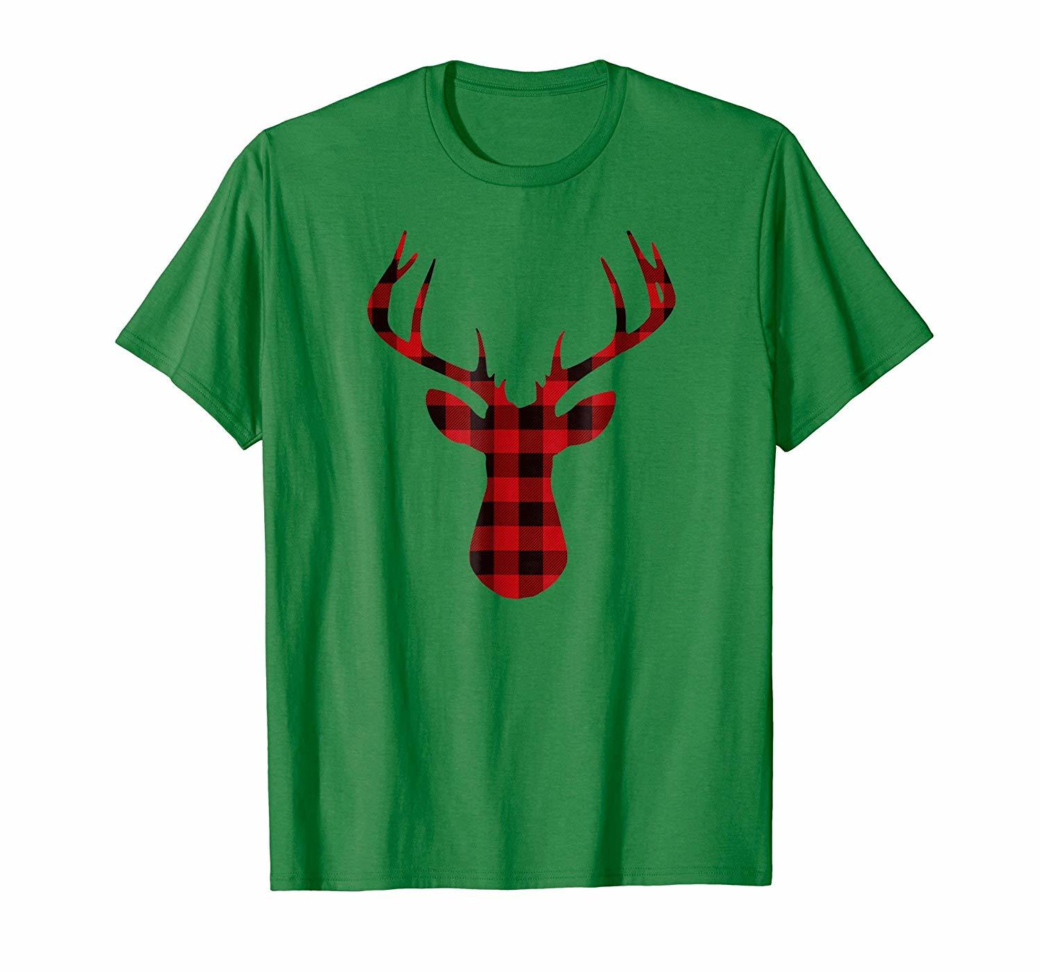 Funny Shirt - Plaid Reindeer T Shirt Holiday Christmas Tee for Women ...