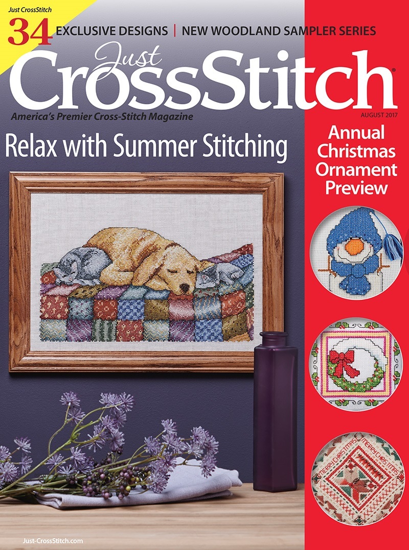 Just Cross Stitch August 2017 PREORNAMENT magazine issue cross stitch