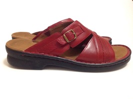 RED Womens LEATHER Sandals Comfort Croc Slip CLARKS 11 Accent Slides On Sz d6wZqTAE