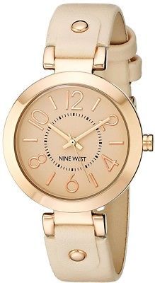 Nine West Women's NW/1712PKRG Rose Gold-Tone Case Blush Pink Strap Watch