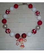 GO BIG RED! Cheerleader Bling Pendant Chunky Bubble Gum Necklace for Girls - $20.00