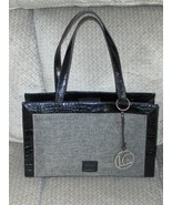 Liz Claiborne Satchel Black Handbag Purse Tote Bag Metallic Thread  - $34.99