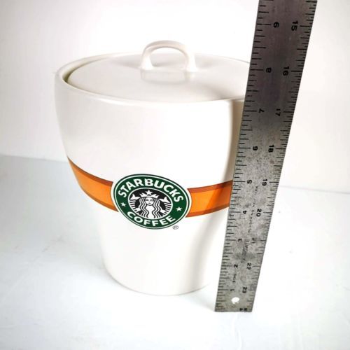 Starbucks Coffee Jar Mermaid Ceramic 7 inch Canister Jar Lid Bean