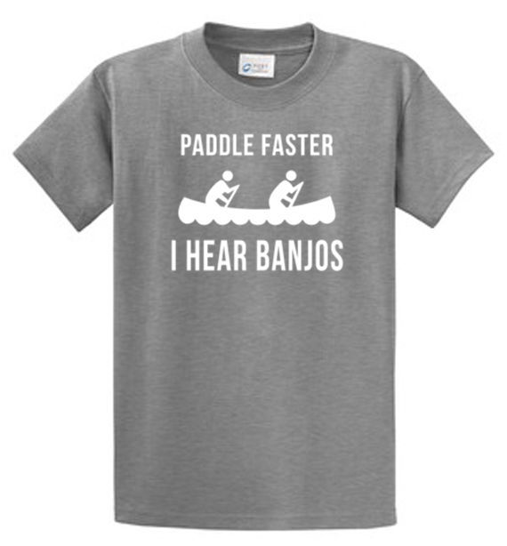 Image of Paddle Faster Funny Printed Tees Mens Regular and Big and Tall Sizes Port & Co