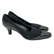 Salvatore Ferragamo Boutique Square Toe Pumps Black Suede Leather Shoes ... - $75.19