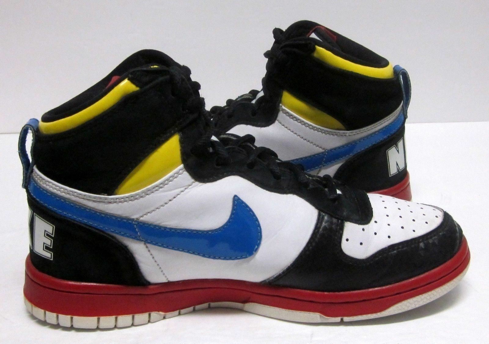 red white and blue high top nikes