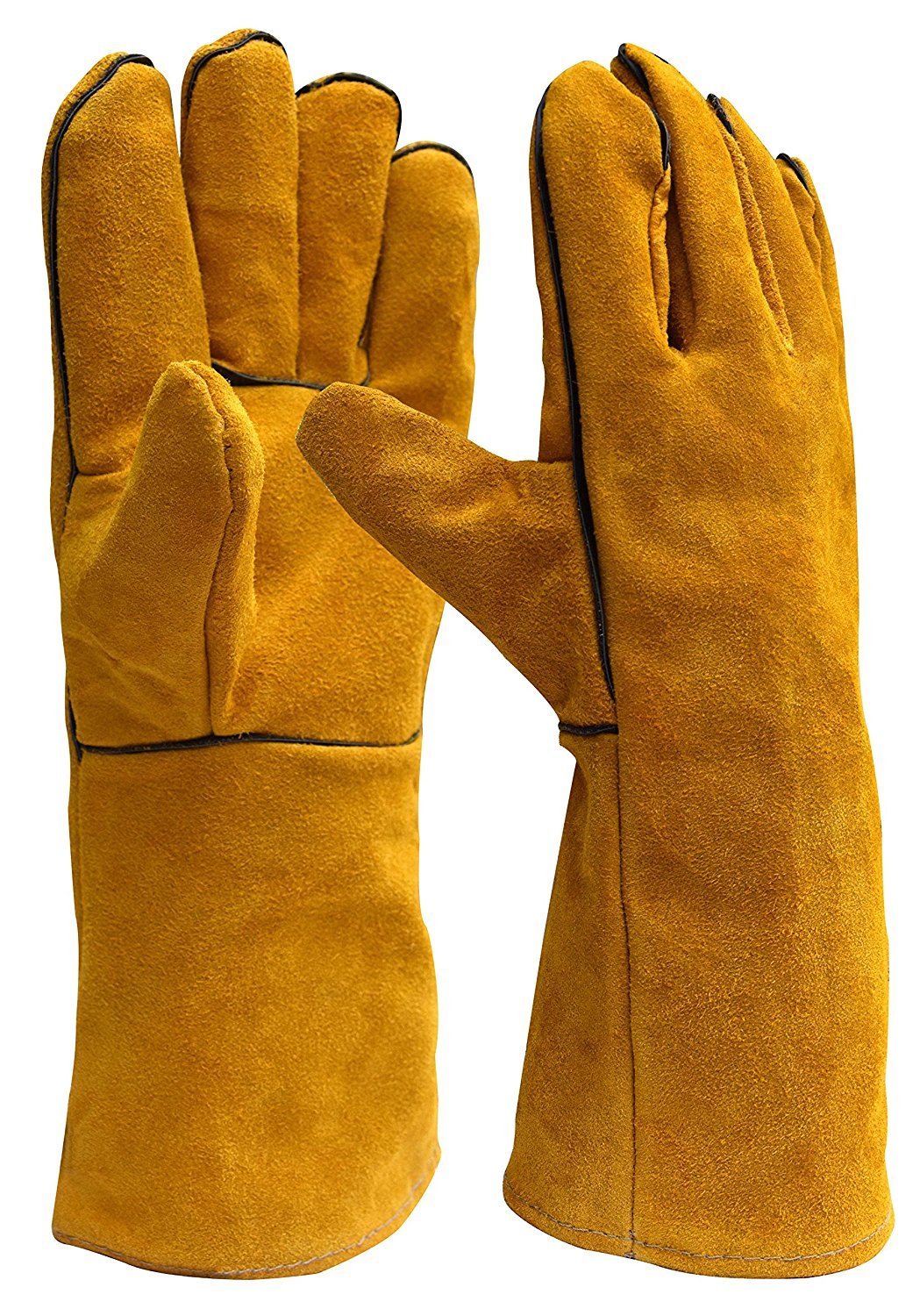 Welding Gloves Lined Leather 14", Extreme Heat Resistant Wear Resistant