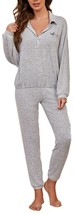 RH Women’s Pajama Set Collared Long Sleeve V-Neck Top/Pants PJS Set RHW2... - $35.99