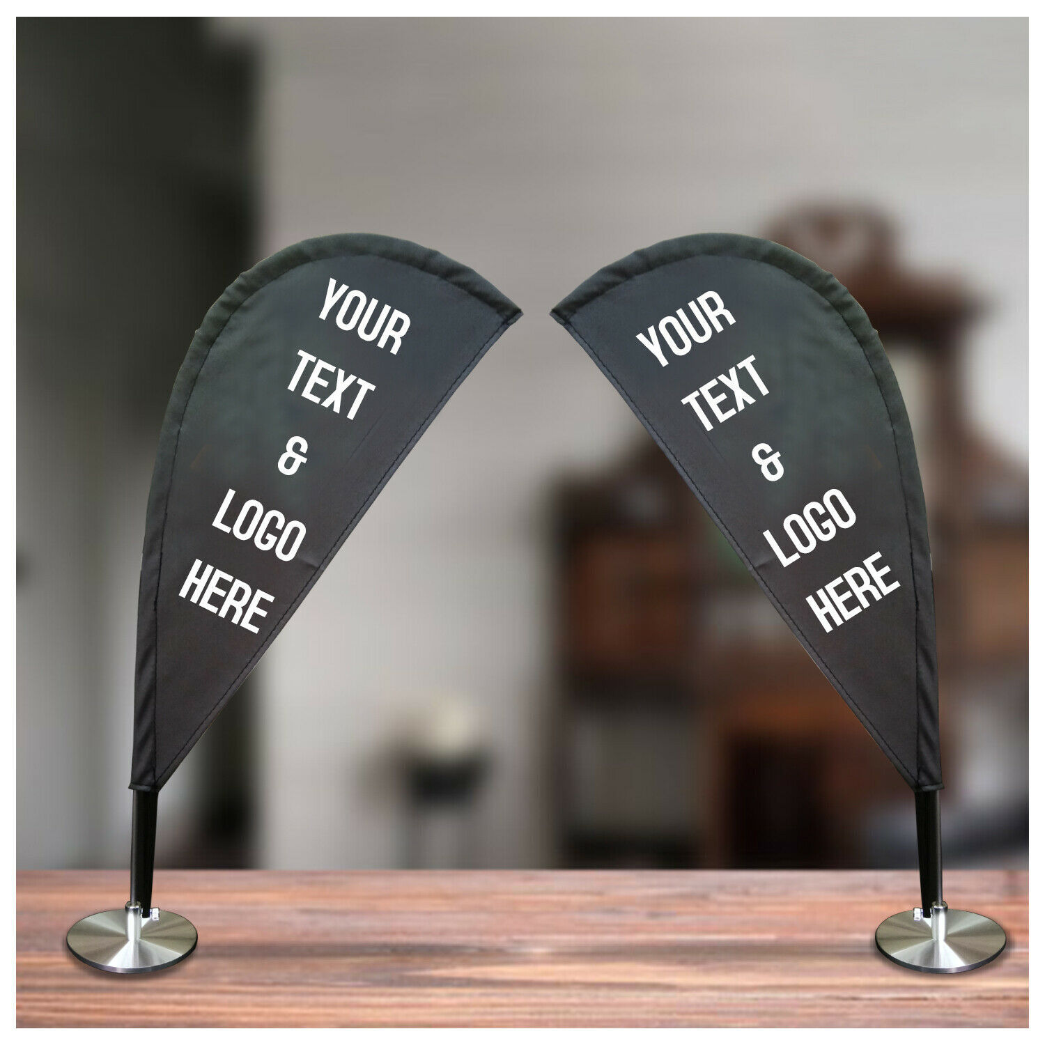 Table Desk top TEARDROP Flag Set 7" x 14" HIGH OFFICE DESK STICK FLAGS