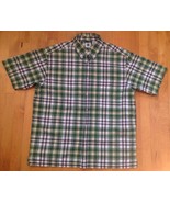 GAP Men&#39;s Plaid Short Sleeve Button Up Collard Multi-Color Shirt Size Large - $19.79