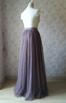 High Waisted Floor Length Tulle Skirt Brown Plus Size Wedding Tulle Skirt image 5