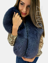 Fox Fur Stole 60' (150cm) Saga Furs Dark Gray Blue Shade Fur Collar Boa Wrap image 5
