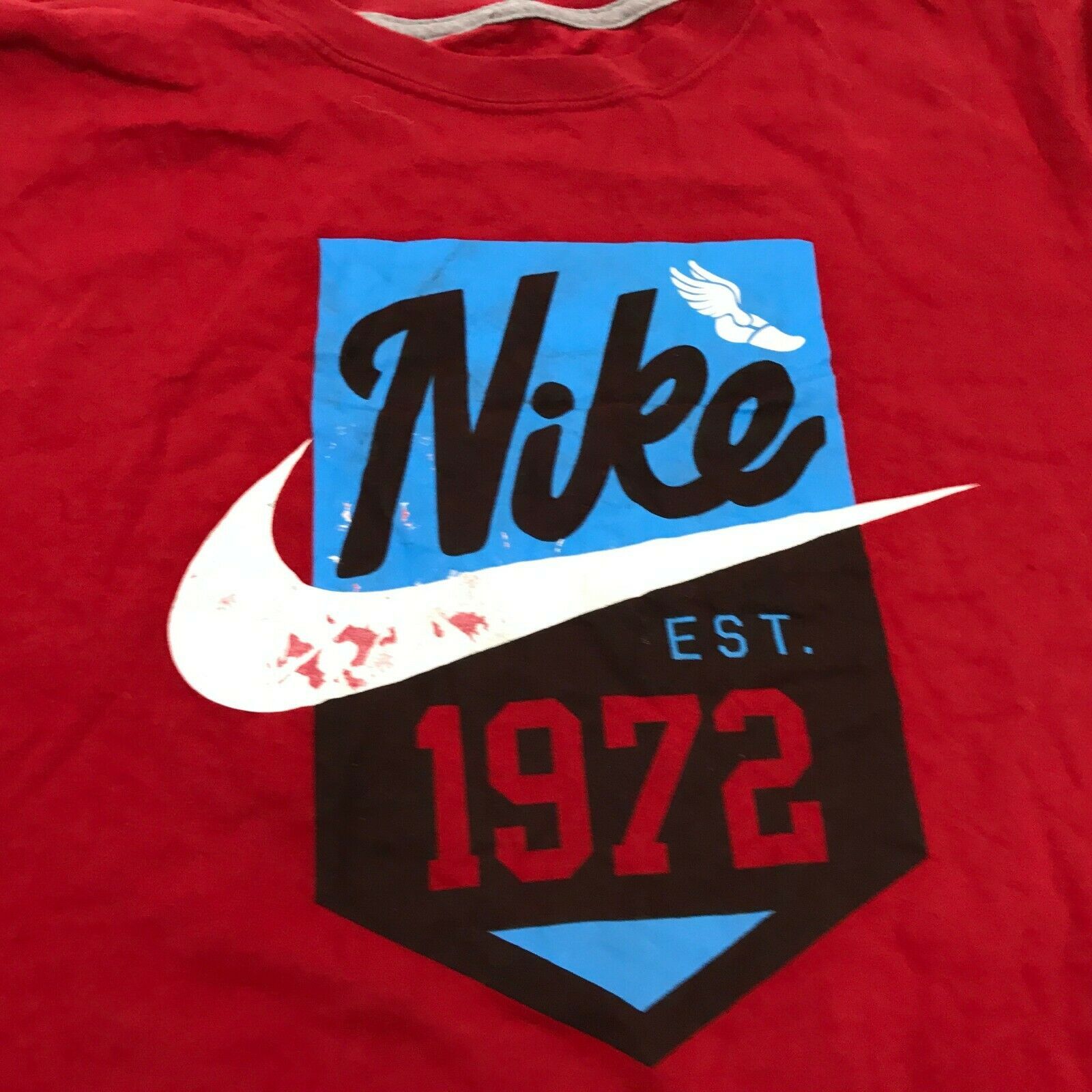 Nike Est 1972 Shirt Men Size Extra Large XL Regular Fit Red Short ...
