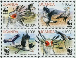 Secretary Bird Stamp WWF Sagittarius Serpentarius S/S MNH #3000-3003 - $16.11