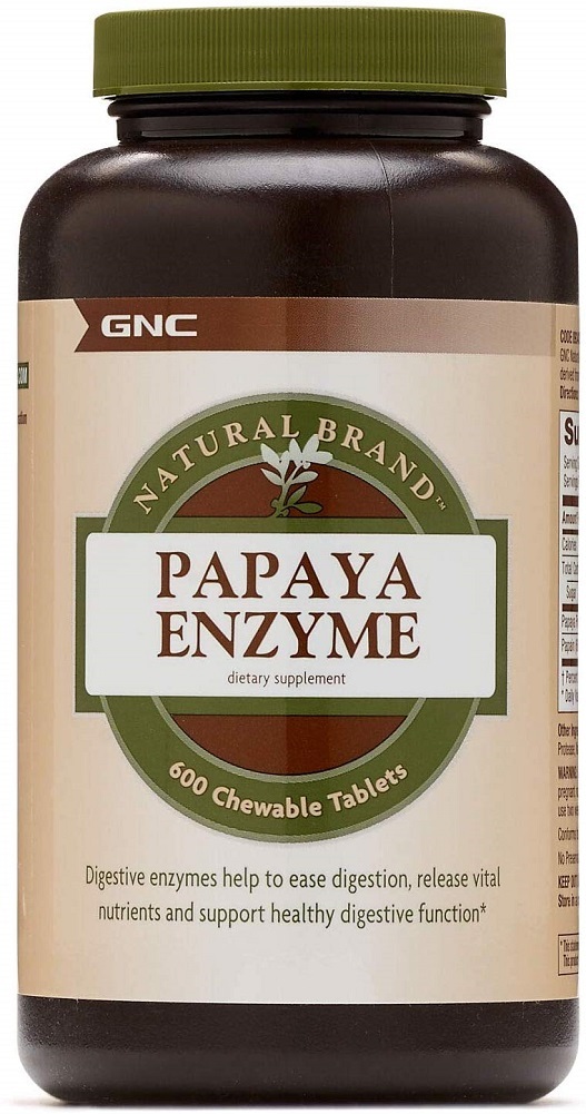 GNC Natural Brand Papaya Enzyme, 600 Tablets, Supports Healthy