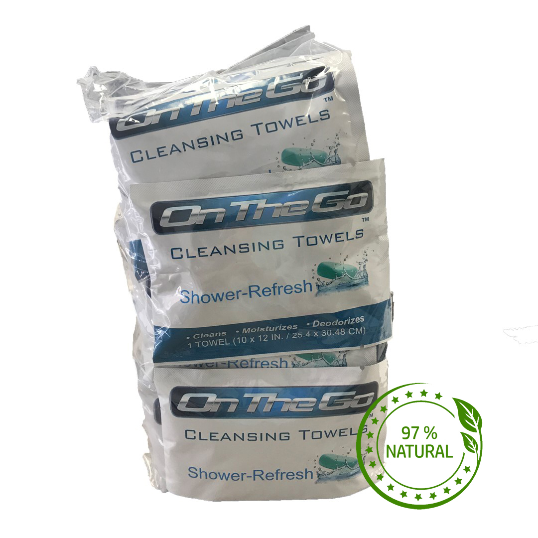 On The Go Towels Large Body Wipes - Shower Refresh Bulk 25