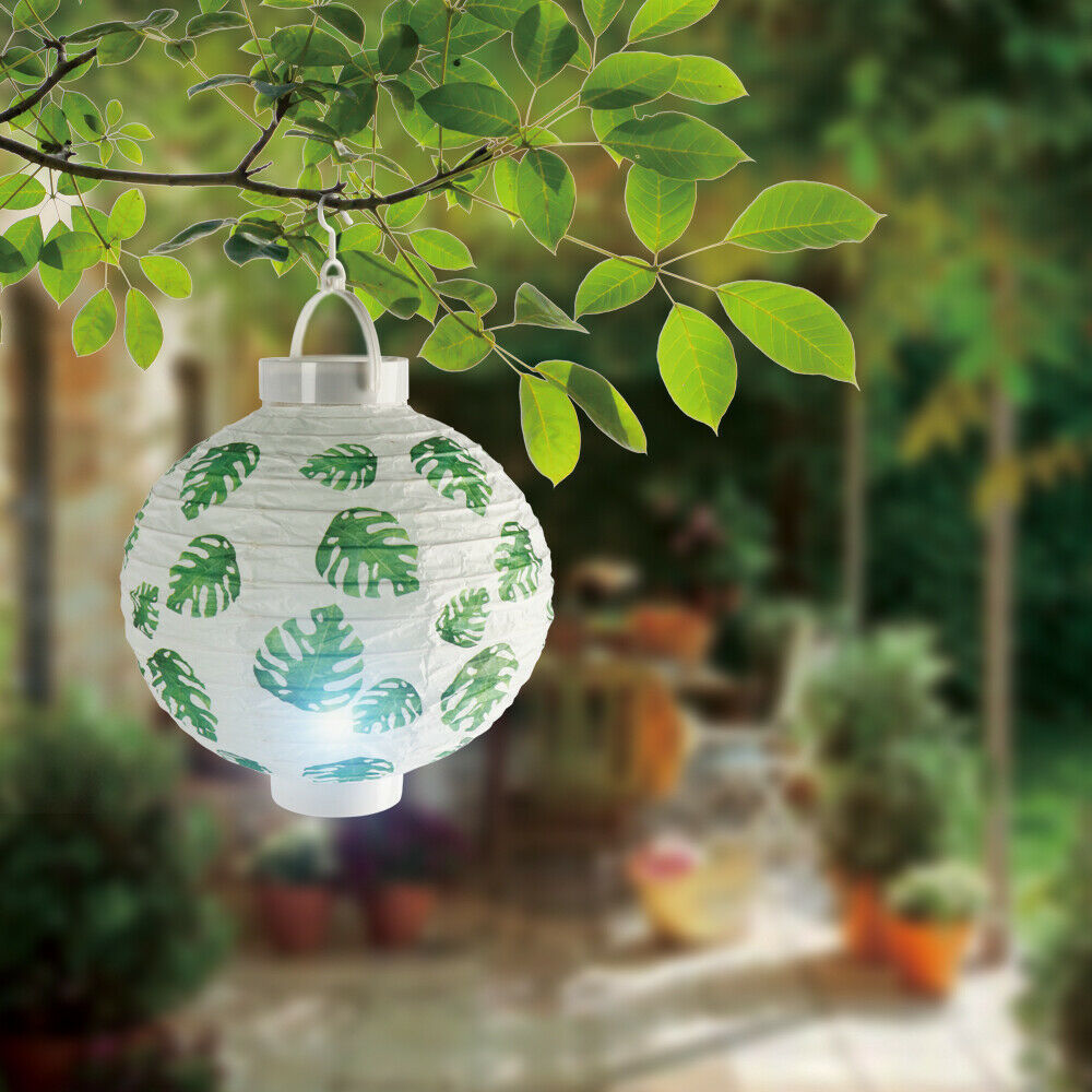 6pk Paper Lantern Outdoor Patio Hanging Decoration Lights LED Green