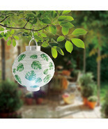 6pk Paper Lantern Outdoor Patio Hanging Decoration Lights LED Green Leaf - £12.34 GBP