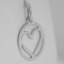 18K WHITE GOLD HEART PENDANT CHARM 22 MM FINELY WORKED, BRIGHT, MADE IN ITALY image 2